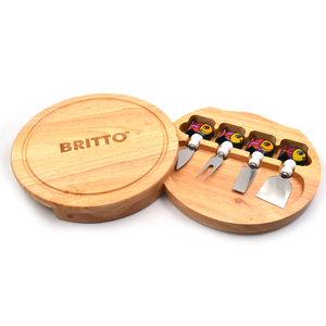 Ensemble <span class=keywords><strong>de</strong></span> couteaux à fromage Boîte en chêne Planche à fromage en bakélite Ensemble <span class=keywords><strong>de</strong></span> couteaux à fromage peut tourner la <span class=keywords><strong>plaque</strong></span> <span class=keywords><strong>de</strong></span> découpe <span class=keywords><strong>de</strong></span> pizza à pain rond - Product Image 1