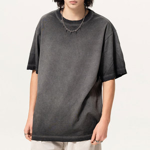 Acid Washed Vintage Distressed Heavyweight Oversized Men's T-Shirt Cotton Streetwear Custom <b>Logo</b> - Product Image 5