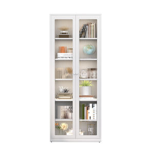 Estantería Vertical Alta y Delgada <span class=keywords><strong>de</strong></span> Acero con Puertas <span class=keywords><strong>de</strong></span> Vidrio para Espacios Pequeños y Almacenamiento en Esquinas - Product Image 3