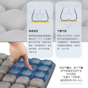 Cojín inflable rectangular para asiento, soporte lumbar para oficina y viajes con respaldo, color negro, gris, rojo, azul, color sólido - Product Image 4