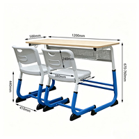 Bureaux et chaises d'école réglables en bois au design classique, bureau double pour étudiants, pour chambre et université, respectueux de l'environnement