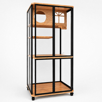 Meuble commercial pour chat avec armoire de présentation roulante et arbre à chat intégré, incluant un espace de rangement pour litière, avec designs 3D gratuits