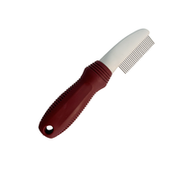 Peigne à dents courtes en acier inoxydable pour chiens et chats avec poignée antidérapante, brosse de toilettage