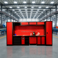 Gabinete de Herramientas Económico, Armario de Almacenamiento de Herramientas, Caja de Herramientas Modular para Garaje o Taller, Banco de Trabajo Combinado con Gabinete de Herramientas