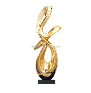 Estatua DE ARTE Pop electrochapado oro plata resina escultura lujo interior hogar Hotel decoración adorno abstracto con <span class=keywords><strong>Base</strong></span> de mármol - Product Image 3