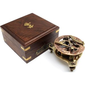 ALFA NAUTICAL Vintage Style Brass Sundial Compass Adjustable <b>Screw</b> Legs Durable Portable Leather Case Packaging for Travel - Product Image 3