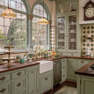 Armoires de cuisine modulaires personnalisées, buffet intégré, montage mural, bois massif, finition laquée, en forme de L, 5 tiroirs, écologiques - Product Image 2