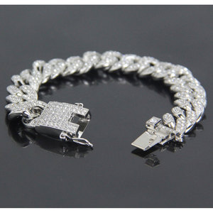 <span class=keywords><strong>Bracelet</strong></span> chaîne cubaine en <span class=keywords><strong>diamant</strong></span> glacé Hip Hop <span class=keywords><strong>pas</strong></span> <span class=keywords><strong>cher</strong></span> de 12 mm de large, bijoux pour hommes - Product Image 2