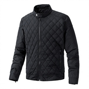 Chaqueta de Moto Acolchada Negra para Hombre, Cuello Alto, Cierre de Cremallera, Resistente al Viento, Relleno de Poliéster y Algodón, Estilo Casual de Invierno, Corte Regular - Product Image 2