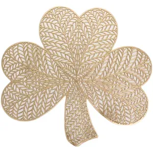 Tapis de vaisselle Shamrock en forme de coeur Napperon en PVC de couleur unie Tapis de table en or isolé