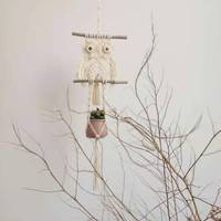 Décoration murale en macramé en coton fait main, hibou décoratif, porte-plante en macramé pour la décoration de la maison, art