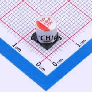ตัวเก็บประจุแบบแข็ง HV1V686M0607PZ SMD, ขนาด D6.3xL7.7 มม. ( ความจุ: 68uF ) ( ความแม่นยำ: 20% แรงดันไฟฟ้าที่กำหนด: 35V ) - Product Image 1