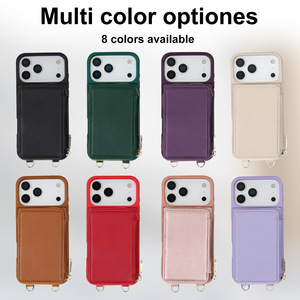 전화 가방 지갑 카드 슬롯 홀더 <span class=keywords><strong>iPhone</strong></span> 17 16 15 14 13 <span class=keywords><strong>12</strong></span> Pro Plus 용 긴 스트랩 가죽 케이스가있는 휴대 전화 지갑 - Product Image 4