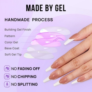 Hot Selling 30pcs Soft Gel Press on <b>Nails</b> Extra Long Ballerina <b>Coffin</b> <b>Nail</b> <b>Tips</b> French <b>Designed</b> Classic <b>White</b> Long Press on <b>Nail</b> - Product Image 5