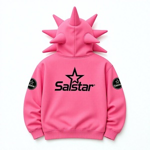Premium Black Spiked Pink Hoodie <b>Jacket</b> <b>Gothic</b> Punk Zip Up Hoodie Custom 3D Spike Hood Sweatshirt for Men & Women - Product Image 4