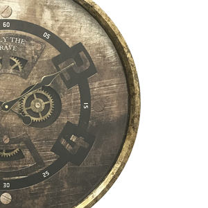 <span class=keywords><strong>Horloge</strong></span> murale <span class=keywords><strong>industrielle</strong></span> vintage steampunk avec engrenages mobiles, décorative en métal riveté - Product Image 4