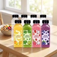 Bouteilles carrées en plastique sans BPA avec bouchons inviolables pour jus, smoothies, lait, eau, soda, thé et bocaux de conservation