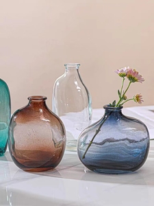 Venta al por mayor caliente moderno simple pequeño y elegante ovalado Bud florero de <span class=keywords><strong>flores</strong></span> florero de cristal para el <span class=keywords><strong>baño</strong></span> de la boda - Product Image 2