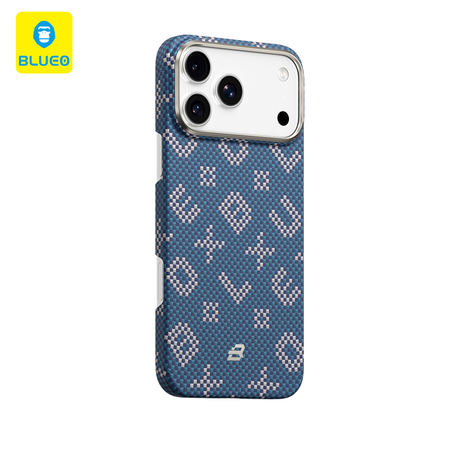 BLUEO Monogram Gilded Tactile Woven Magnetic Aramid Fiber Case Mobile Phone Cover for iPhone 17 Pro Max