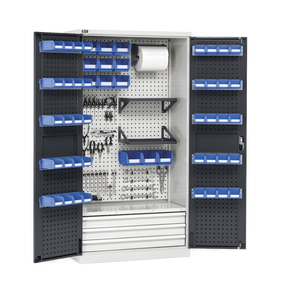 PERFOM140 porta attrezzi in acciaio resistente in metallo porte incernierate 1023mm W X 555mm D X 2000mm H per stoccaggio in officina - Product Image 1