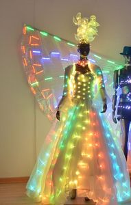Top Quality Luxury Led Light Luminous Illuminated Evening Dress Costume <strong>Suit</strong> with Color <strong>Wing</strong> for Party - Product Image 3