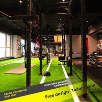 Tapis de sport en gazon artificiel vert et blanc pour salle de sport, piste de course, avec logo fonctionnel, pour entraîneur privé, extérieur