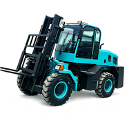 Chariot élévateur diesel tout-terrain robuste pour terrains accidentés, transpalette hydraulique sur roues pour la manutention de matériaux en extérieur