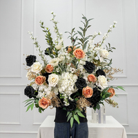 GF918 Fleur de sol pour allée de cérémonie, bleue et orange, de haute qualité, longueur 60 cm, pour décoration de mariage et de fête