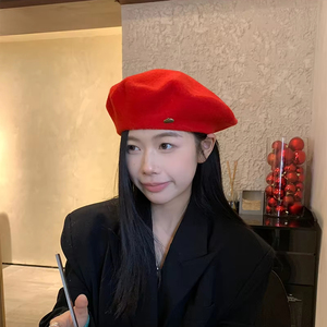 Mũ beret len cao cấp mùa đông 2025 dành cho nữ, kiểu mũ họa sĩ, đính sequin, thích hợp cho du lịch thường ngày, dành cho đầu to và mặt nhỏ, màu trơn, chất liệu len dệt kim - Product Image 3