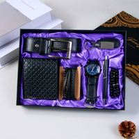 Exquisito Set de Regalo de Lujo Personalizable para Hombre, con Cinturón de Cuero, Cartera, Perfume, Llavero, Bolígrafo y Pañuelo de Seda, Ideal para San Valentín