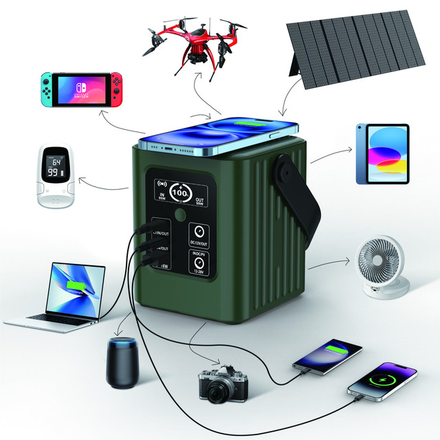 30000mah 96Wh Power Station Solar Charging PD 100W LFP Battery Wireless Charging Power Bank