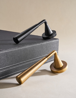 Ensemble de poignées de porte de luxe OEM en laiton massif, finition laiton brossé satiné, pour portes intérieures de chambre et de salle de bain