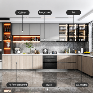 Set di Mobili da <span class=keywords><strong>Cucina</strong></span> Modulari Moderni di Alta Qualità, Materiali Ecologici Ignifughi, <span class=keywords><strong>Cucina</strong></span> Completa Personalizzabile per Villa - Product Image 3