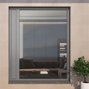 Dormitorio francés vidrio aluminio doble acristalado abatible ventanas negras