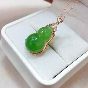 SGARIT Natural Hetian Jade Pendant 18K Gold Diamond Embellished Luxury Engagement Wedding Necklace for Women <b>Gift</b> - Product Image 2