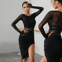 Robe de danse latine en soie de lait pour femmes adultes, pour l'entraînement et la performance, 100% polyester