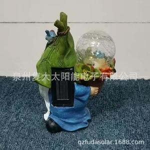 Solar Resin Garden Gnome Light With <b>Led</b> Glass <b>Ball</b> Water Resistant Outdoor Decoration Free Standing - Product Image 5