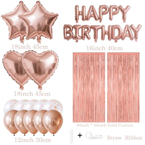 Set de Globos de Cumpleaños, Cortina de Lluvia de Seda, Decoración para Fiesta de Cumpleaños - Product Image 2