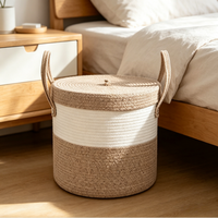 Grand panier de rangement tressé de style moderne et luxueux, écologique, avec poignée durable, panier à linge pliable avec couvercle