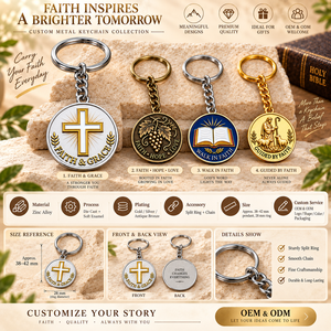 Porte-clés métallique personnalisé avec croix, vigne biblique et signe du berger, cadeau souvenir, vente en gros OEM/ODM - Product Image 4