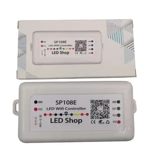 แถบไฟ LED WiFi SP108E พิกเซล RGB ตัวควบคุมสีขาวพร้อมการ์ด SD