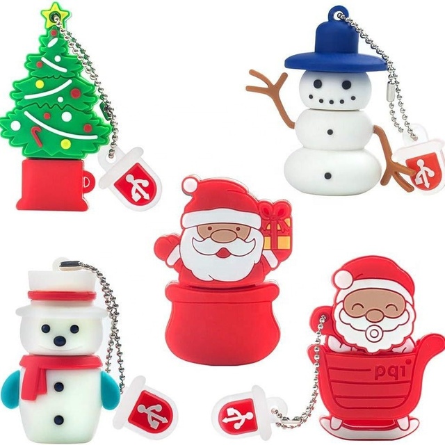 Cartoon PVC USB Flash Drive 2.0 3.0 Custom Memory Stick 8GB 16GB 32GB 64GB Rubber Usb Drive Santa Claus Pen Drive Christmas Gift