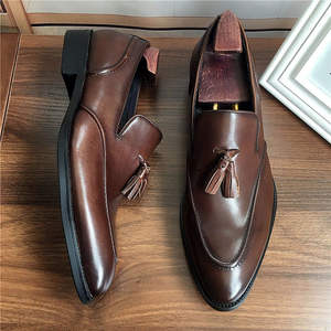 Zapatos de cuero con punta en pico, estilo moderno, para hombre, mocasines sin cordones, de cuero vacuno genuino de primera calidad, formales, estilo Oxford británico. - Product Image 1