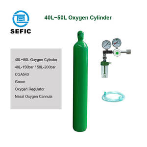 Cilindro de Gas y oxígeno de acero médico de 40L, diferentes tipos con regulador de oxígeno - Product Image 3