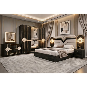 Juego de Muebles de Lujo para Dormitorio con Cama King Size, Estructura de Madera y Cabecera Iluminada, Estilo Moderno - Product Image 2
