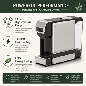 19 Bar Professional Multi Capsule Espresso <b>Machine</b> with 1L.Transparent Removable <b>Water</b> - Product Image 2