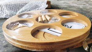7 bouteilles bambou rotatif café sirop organisateur en bois paresseux Susan sirop <span class=keywords><strong>porte</strong></span>-<span class=keywords><strong>bouteille</strong></span> pour épices emballé dans une boîte - Product Image 6