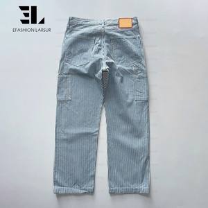 LARSUR Pantalon en denim à rayures indigo personnalisé d'usine en détresse délavé <span class=keywords><strong>Jean</strong></span> automobile Wabash Railway Railroad pour hommes - Product Image 3