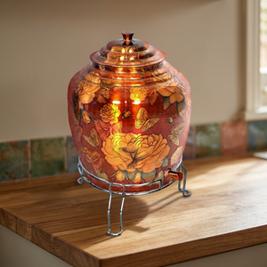Distributeur d'eau en cuivre avec motif floral et robinet pour usage domestique - Product Image 6