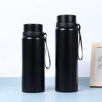 Thermos d'extérieur en acier inoxydable couleur métallique, surface brillante anti-rayures, avec sangle de transport, tasse isotherme pour le bureau et le thé